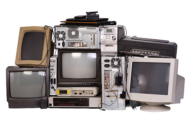 Old, used and obsolete electronic equipment isolated on white Connecticut Foreclosure-Clean-Out